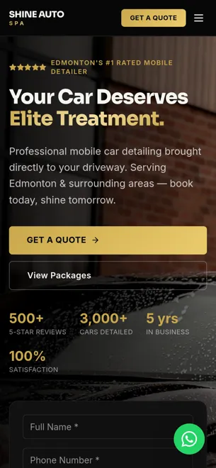 Shine Auto Spa on a phone