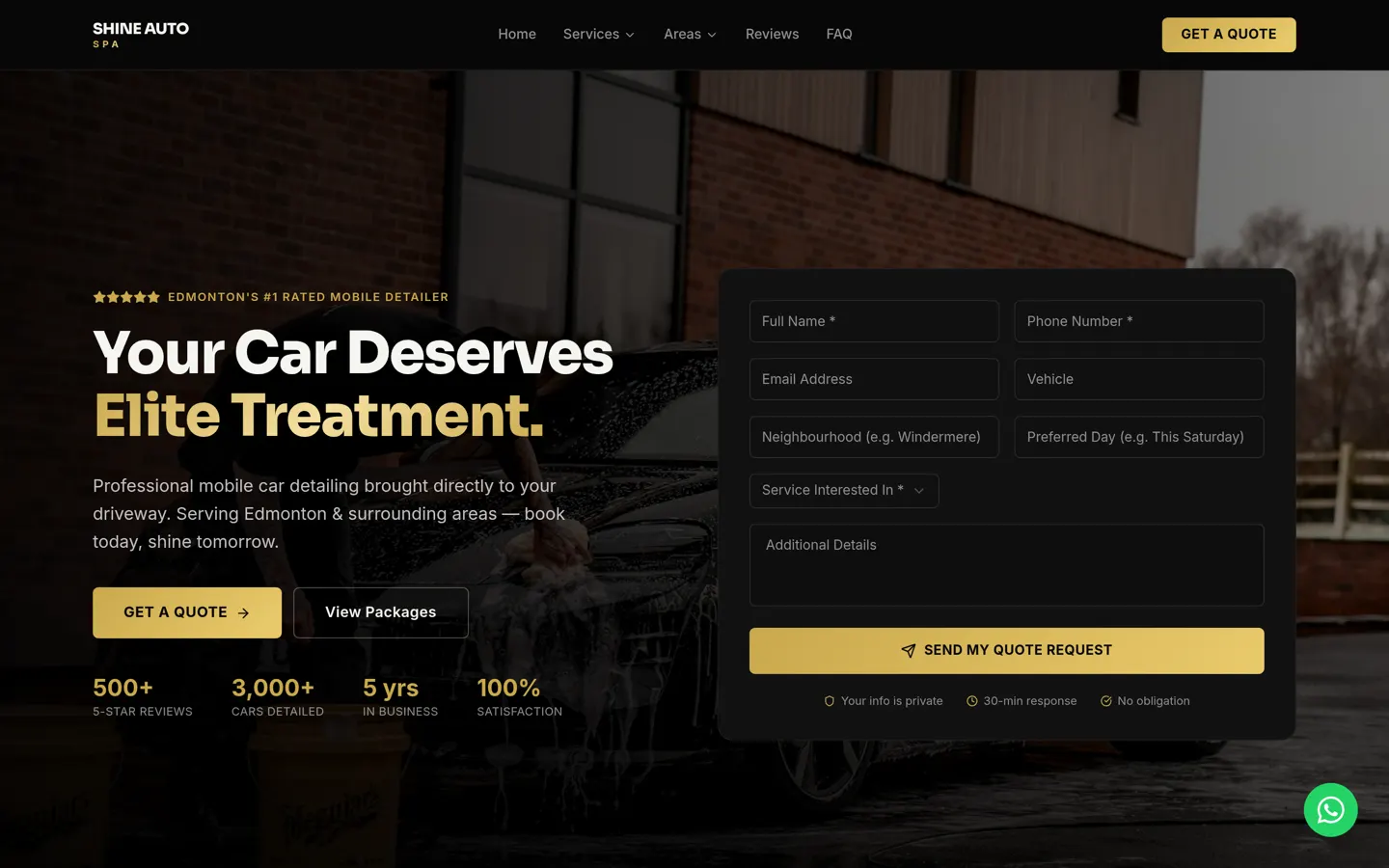 Shine Auto Spa website
