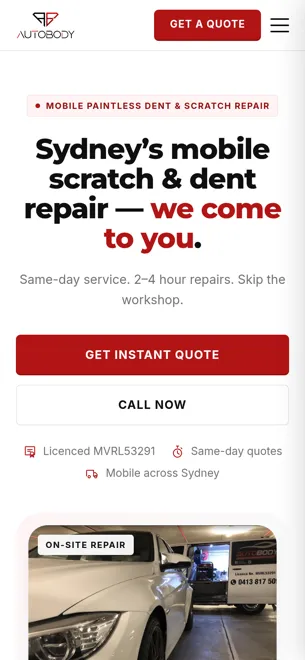 Sydney Autobody on a phone