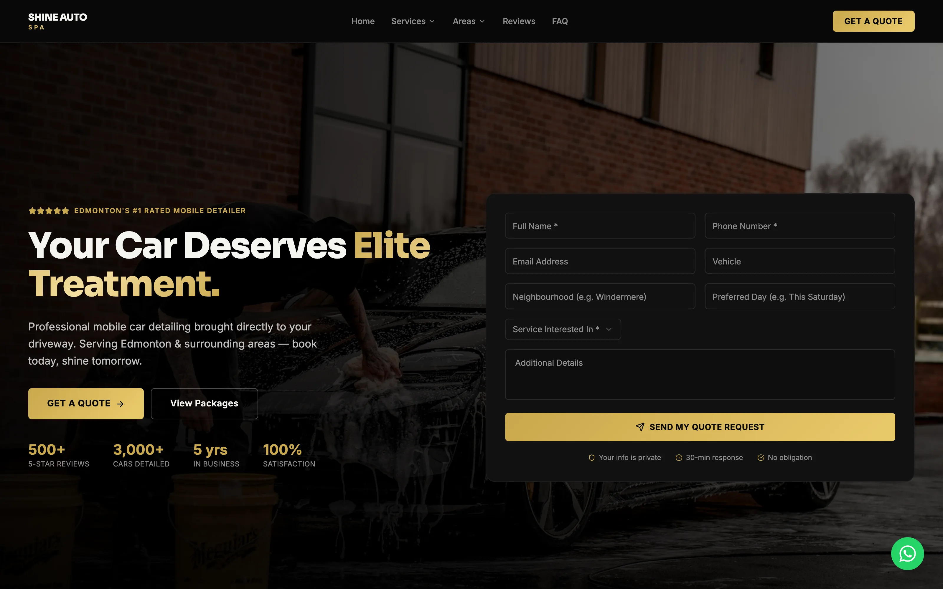Shine Auto Spa website