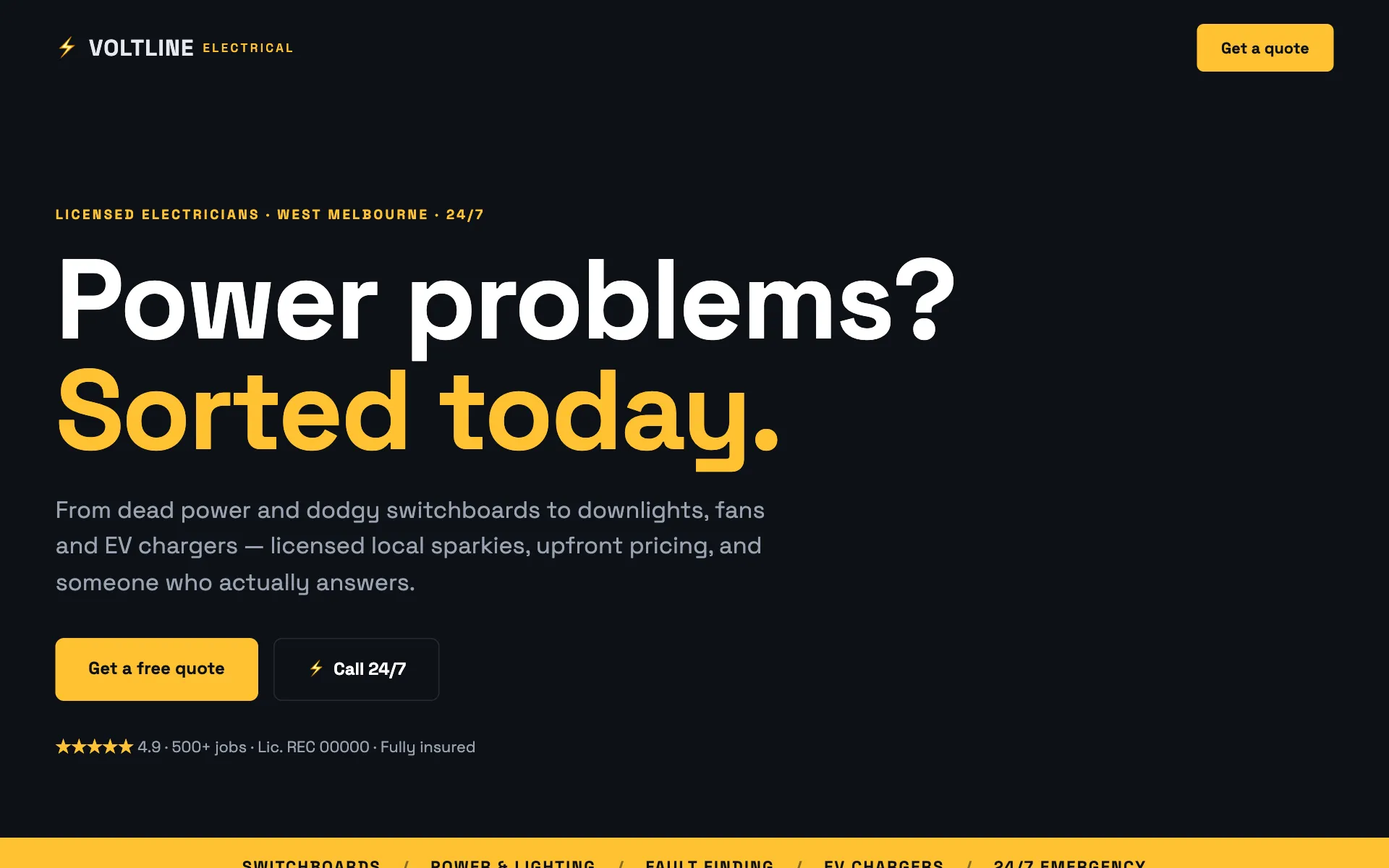 Voltline Electrical concept website