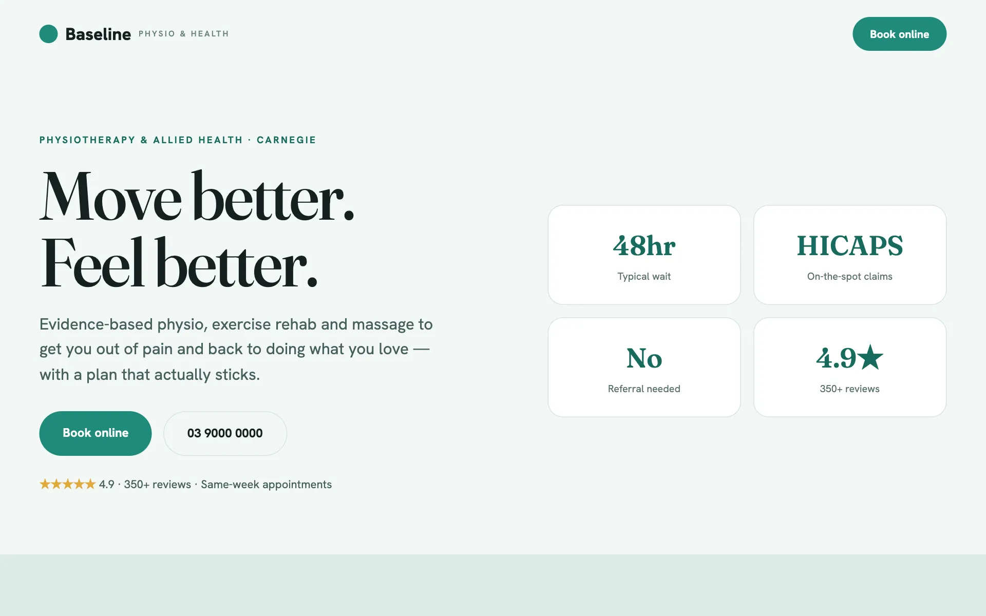 Baseline Physio concept website