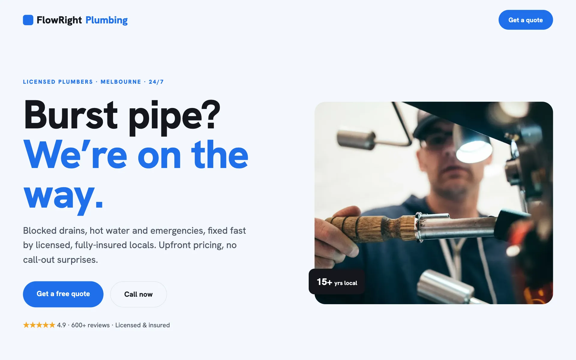 FlowRight Plumbing concept website