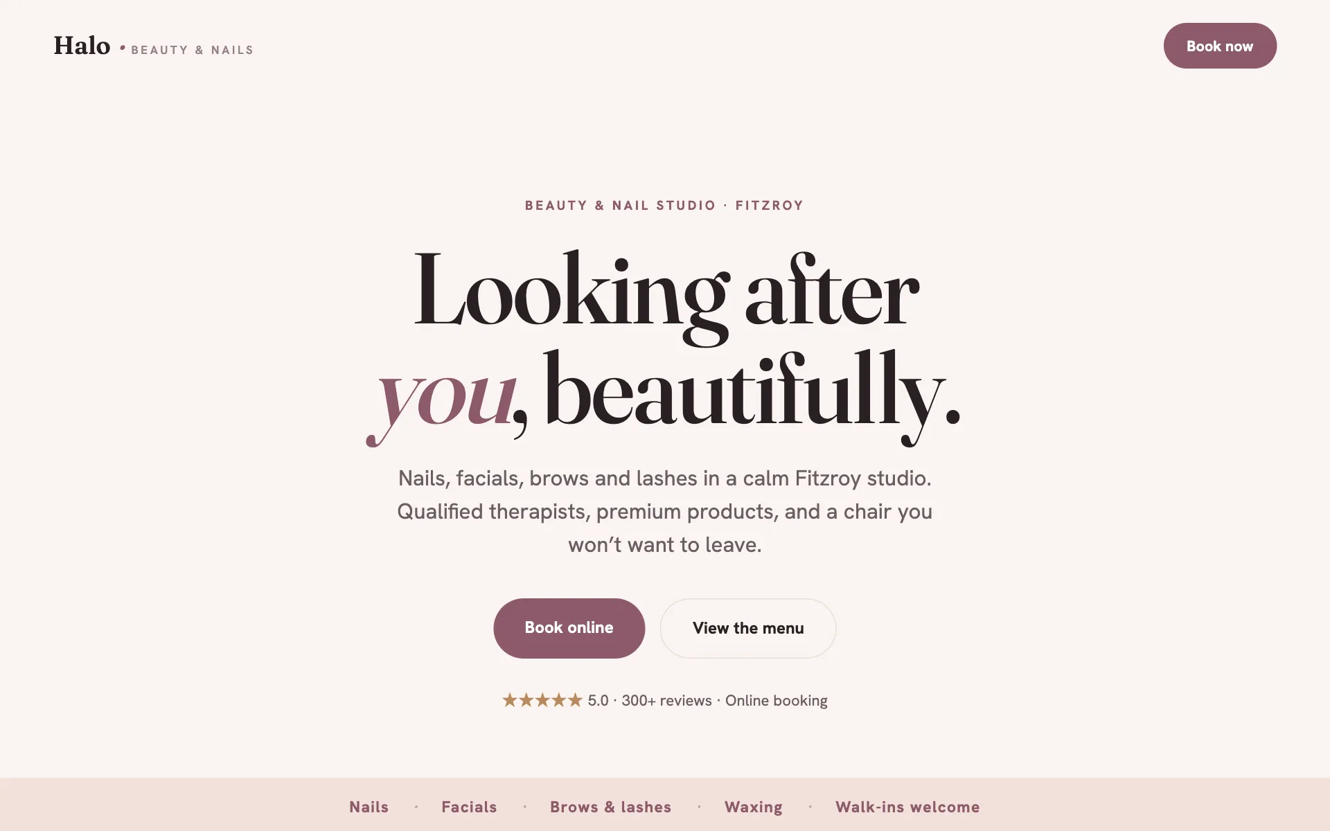 Halo Beauty & Nails concept website